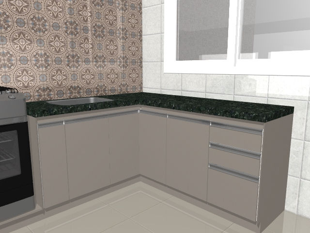 Projeto renderizado Cozinha planejada em "L"