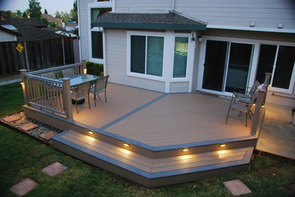 deck and backyard.