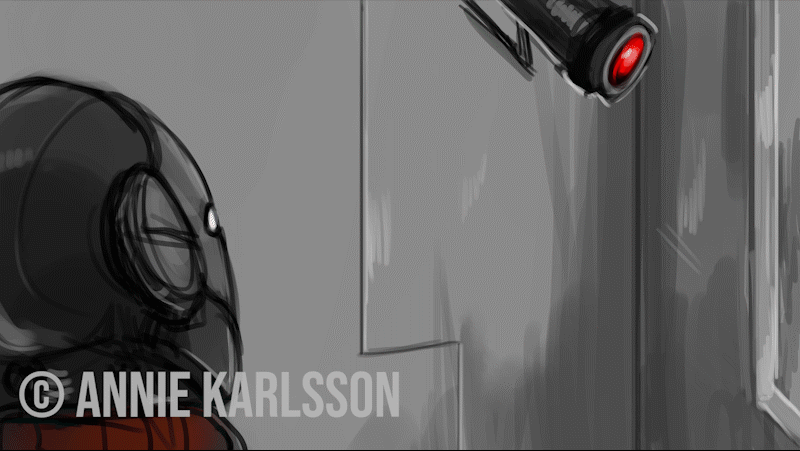 concept sketch of security camera getting hacked 