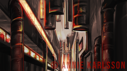 grungy sci-fi environment concept art