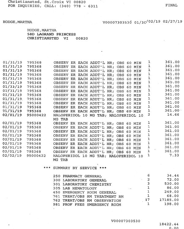 Dr. Sang Hospital detailed invoice page 2