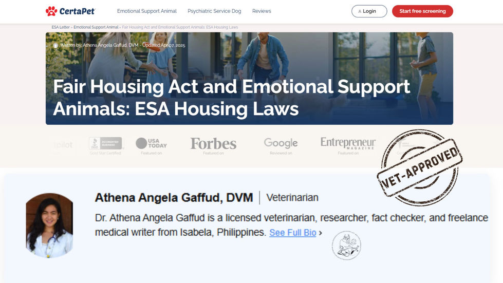 Fair Housing Act and Emotional Support Animals ESA Housing Laws