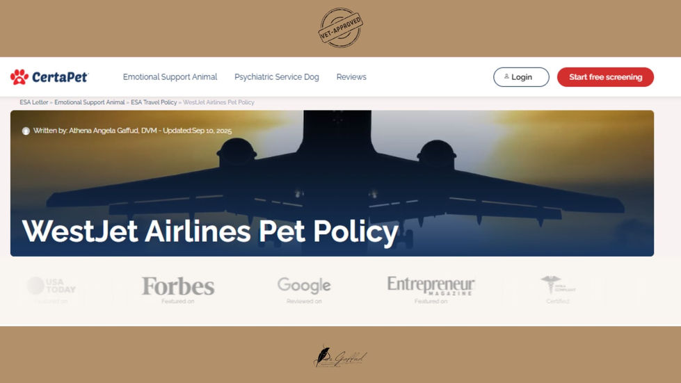 Certapet_WestJet Airlines Pet Policy