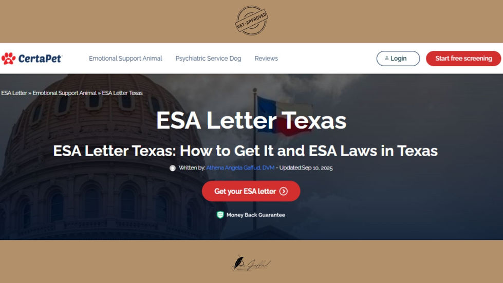 Certapet_ESA Letter texas
