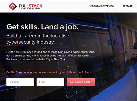 Fullstack Cyber Bootcamp landing page