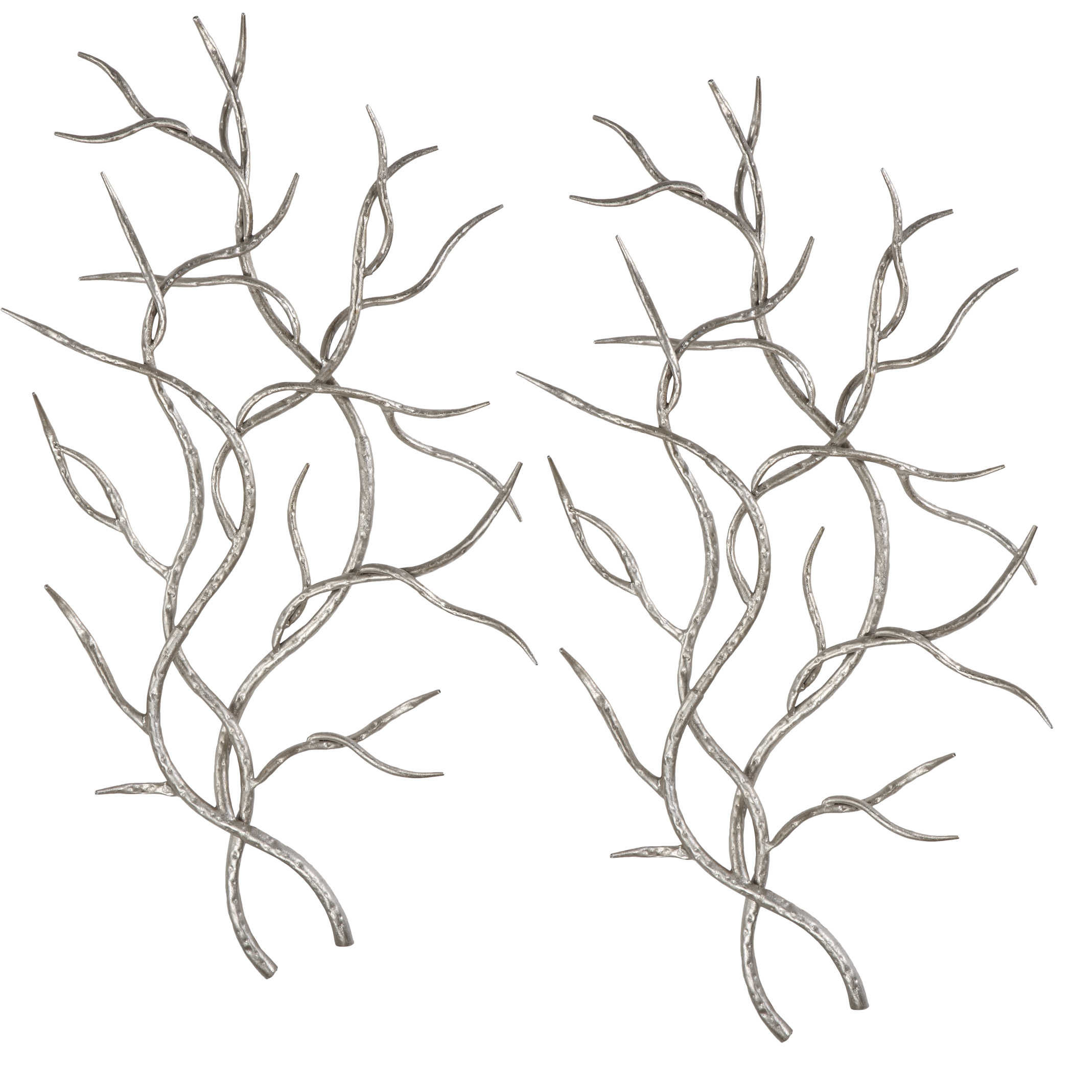 Silver Branches Metal Wall Decor S/2