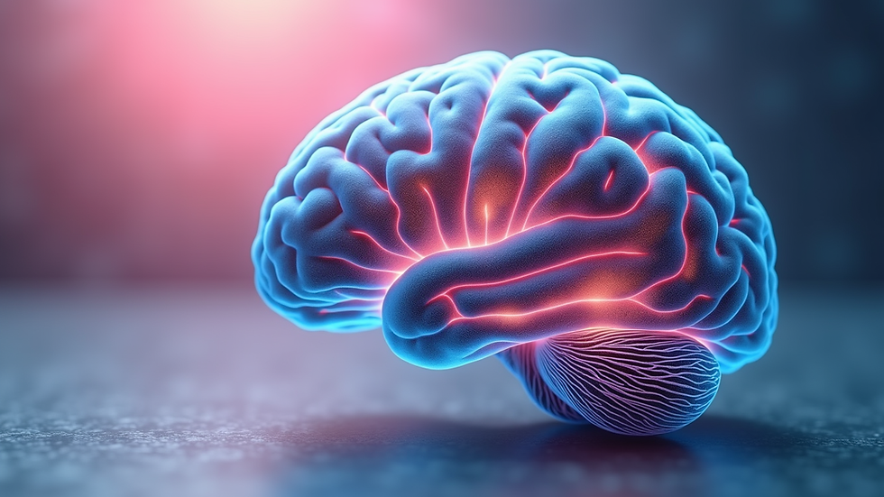 Vue rapprochée d’un cerveau en 3D avec des zones colorées représentant l’activité neuronale