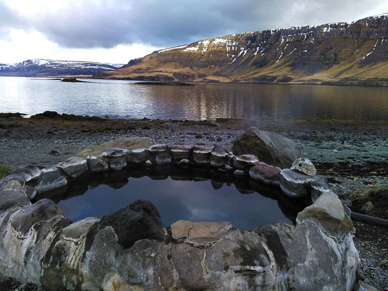 Natural Geothermal hot spring Hvammsvík Estate Iceland