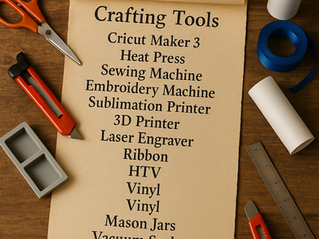 Shopping list with tools laying around it