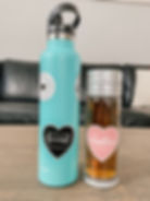 Thumbnail: Water bottle, and travel mug beautified with affirmation stickers