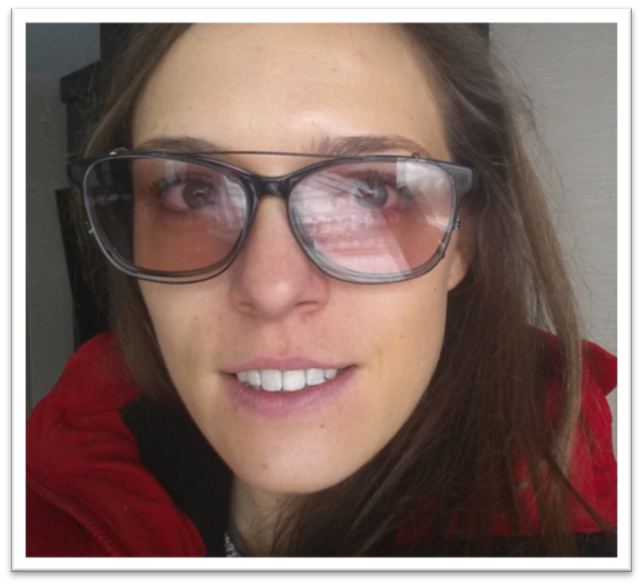 Julia in her concussion glasses
