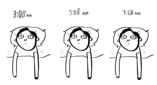 cartoon of person who can't sleep 