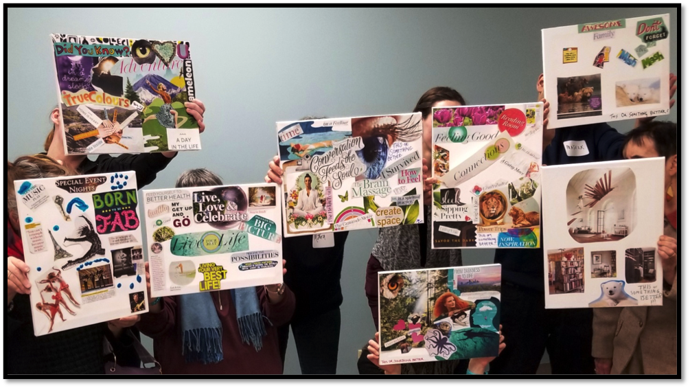 BIST members hold up their completed vision boards