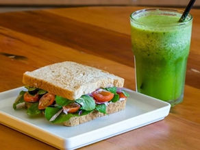 Tomato Basil Sandwich with Green Smoothie | Easy Vegan Lunch