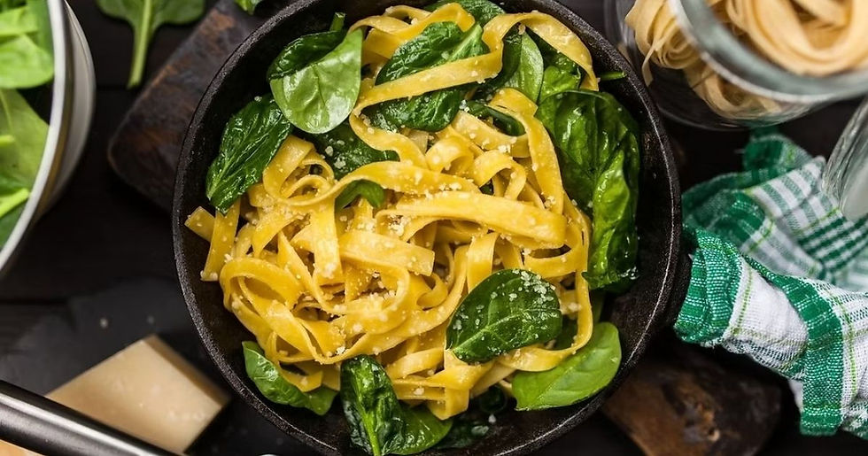 Lemon-Garlic Tagliatelle with Spinach and Vegan Parmesan Recipe