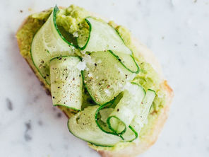 Cucumber Ribbon Avocado Toast with Sea Salt and Cracked Pepper