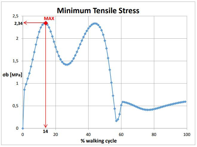 Minimum Tensile Stress During Gait Cycle