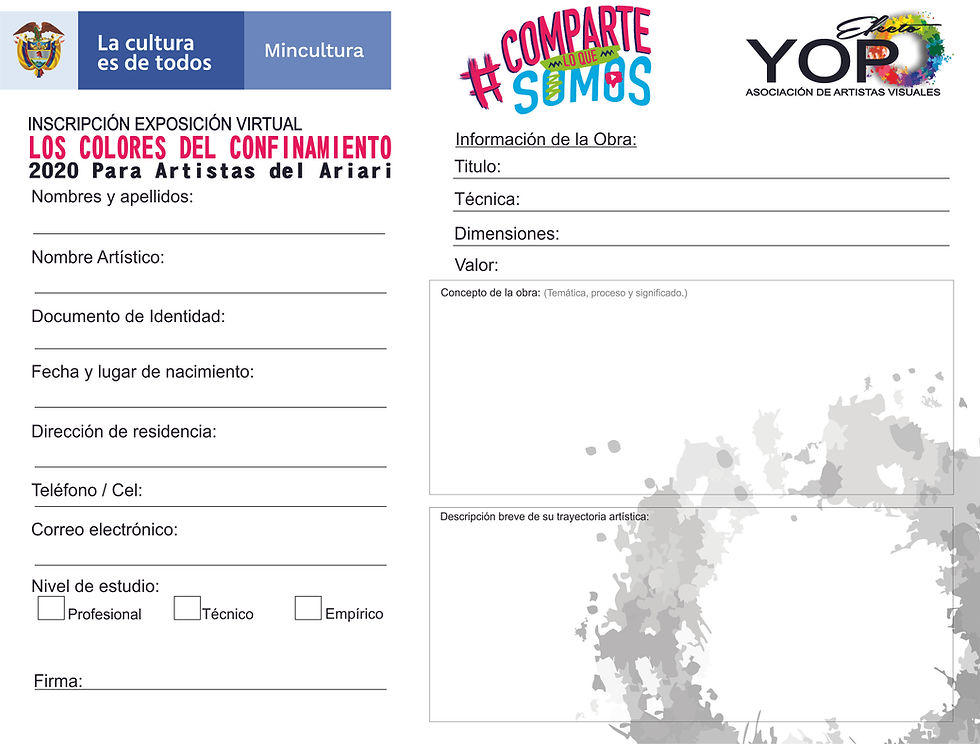 CONVOCATORIA LOS COLORES DEL CONFINAMIENTO (ARTISTAS DEL ARIARI)