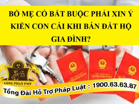 BỐ MẸ CÓ BẮT BUỘC PHẢI XIN Ý KIẾN CON CÁI KHI BÁN ĐẤT HỘ GIA ĐÌNH?
