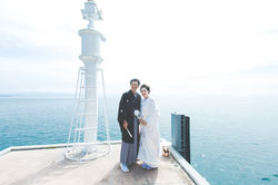滋賀県の竹生島にある竹生島神社での結婚式撮影