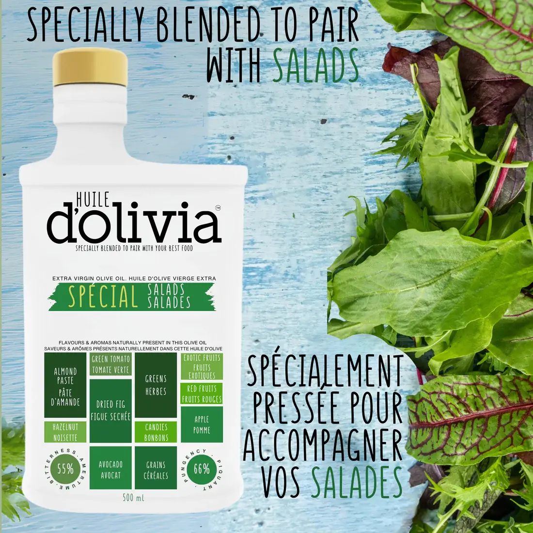 L’Huile d’Olivia 500 ml – Spécial salade