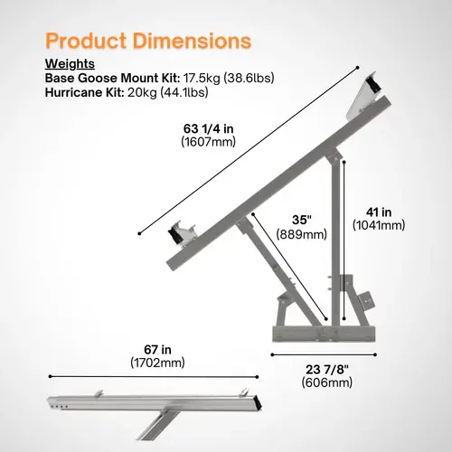 Thumbnail: Maple Leaf Goose Adjustable Solar Panel Ground Mount | 30° Summer - 60° Winter A