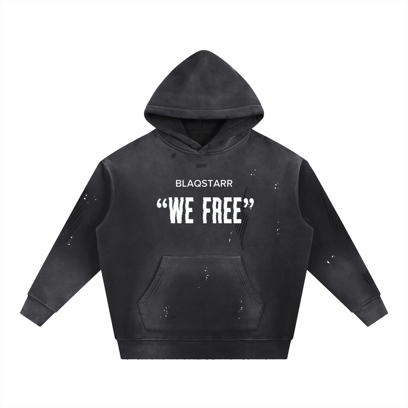 Vintage Washed Frayed Fleece Hoodie