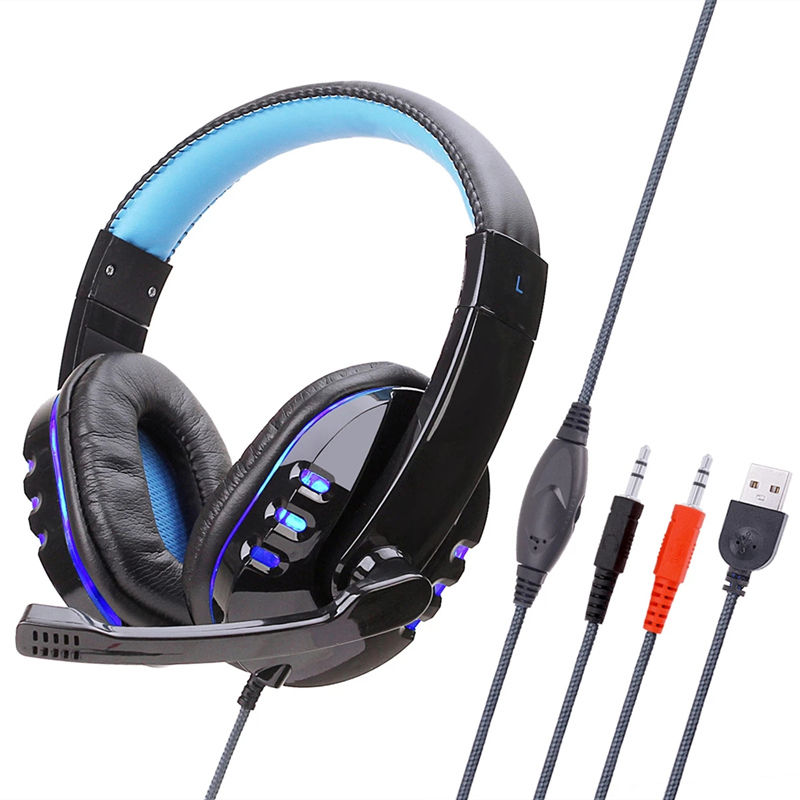 Bakeey Gaming Headset USB with 3.5mm RGB LED Surround Sound Mic for Laptop