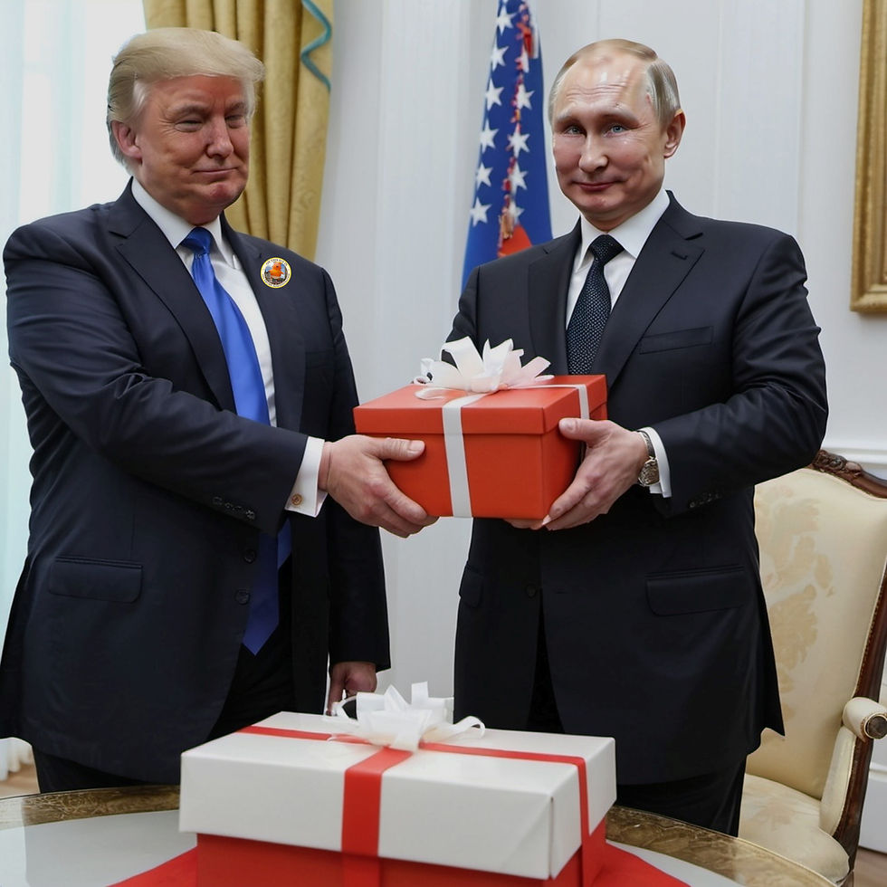 An AI image of Trump gifting Putin