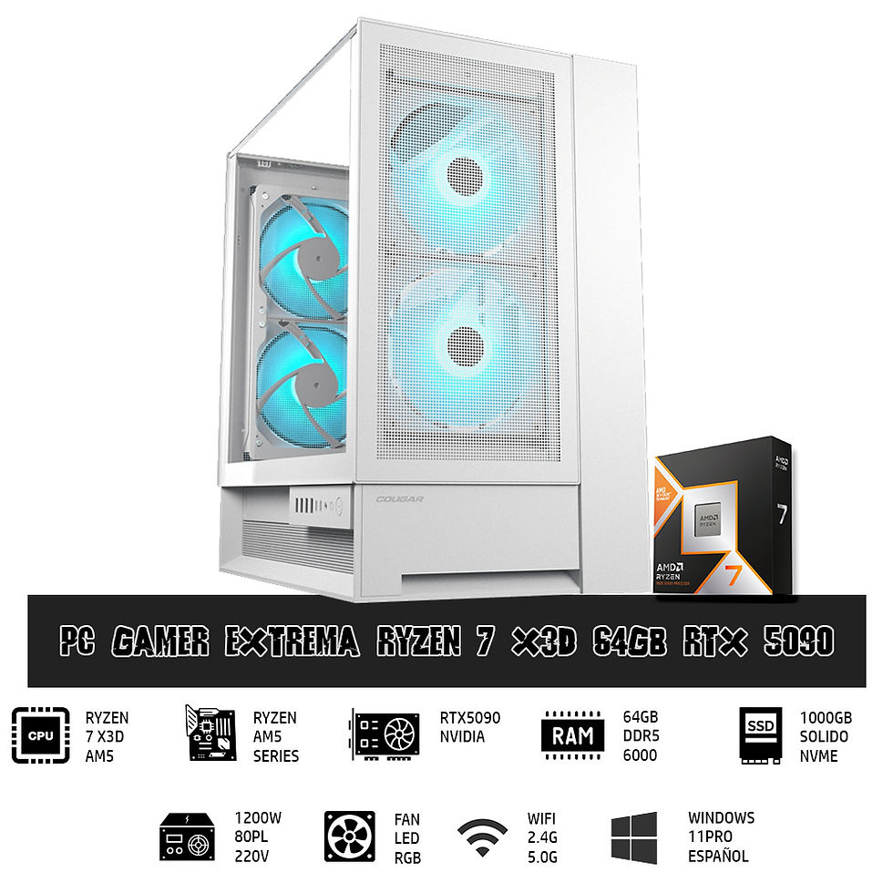 PC COMPUTADORA GAMER EXTREMA RYZEN 7 RTX5090 64GB RAM 9800X3D