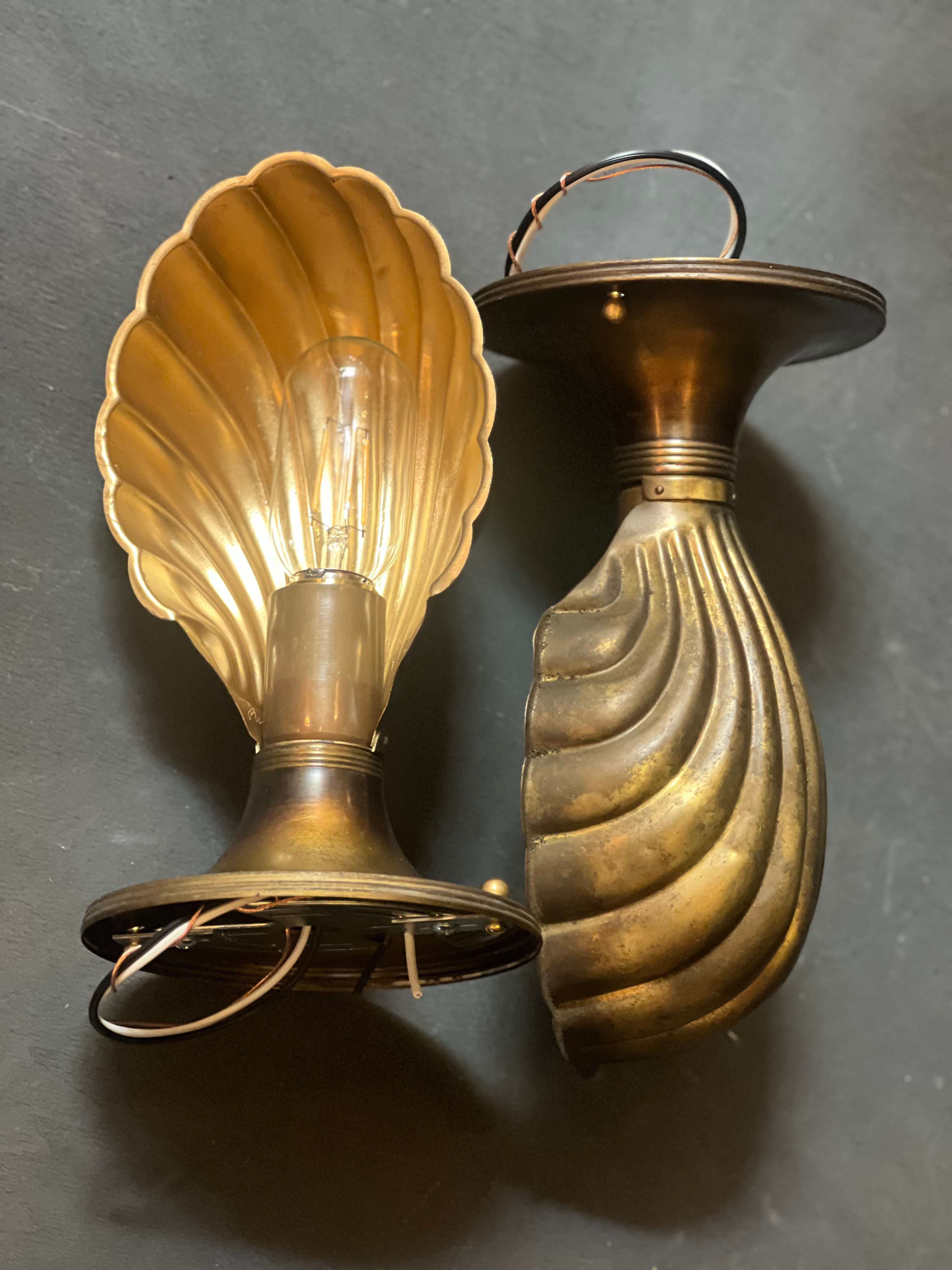 Vintage Shell Sconces — PAIR