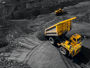 Open pit mine industry, big yellow mining truck for coal, top view aerial drone..jpg