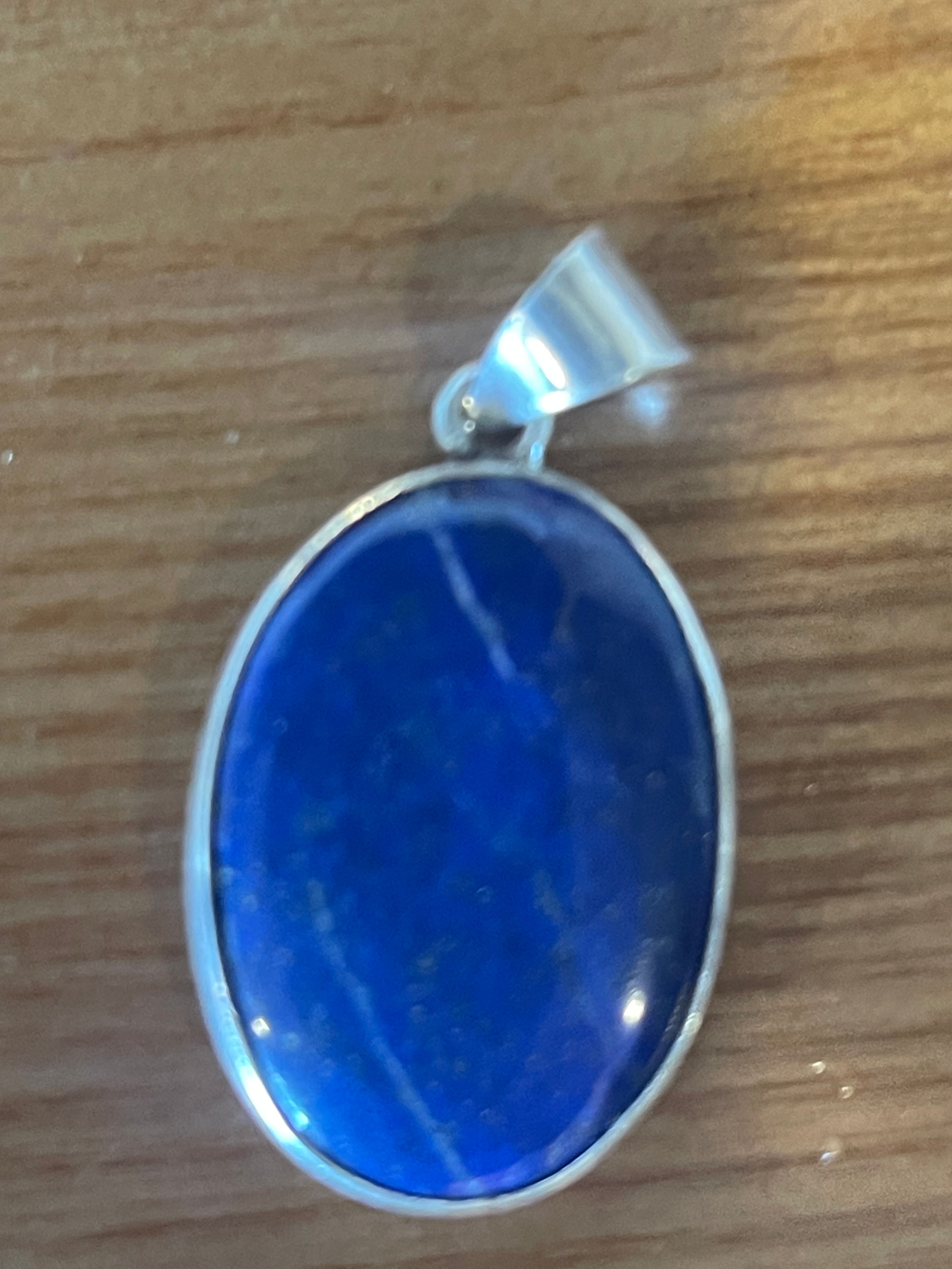 Lapis Lazulli and sterling Silver Nepalese pendant