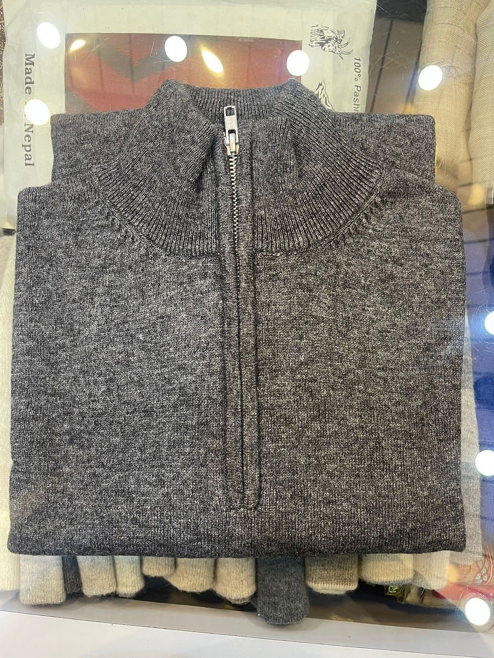 Thumbnail: Real Nepalese Pashmina Cashmere Zipped Turtle neck Sweater