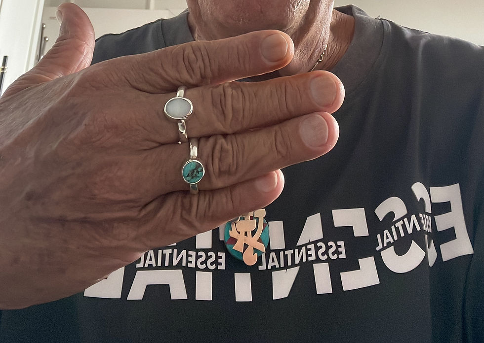 Thumbnail: Custom Sterling silver basic ring with Nepalese stones