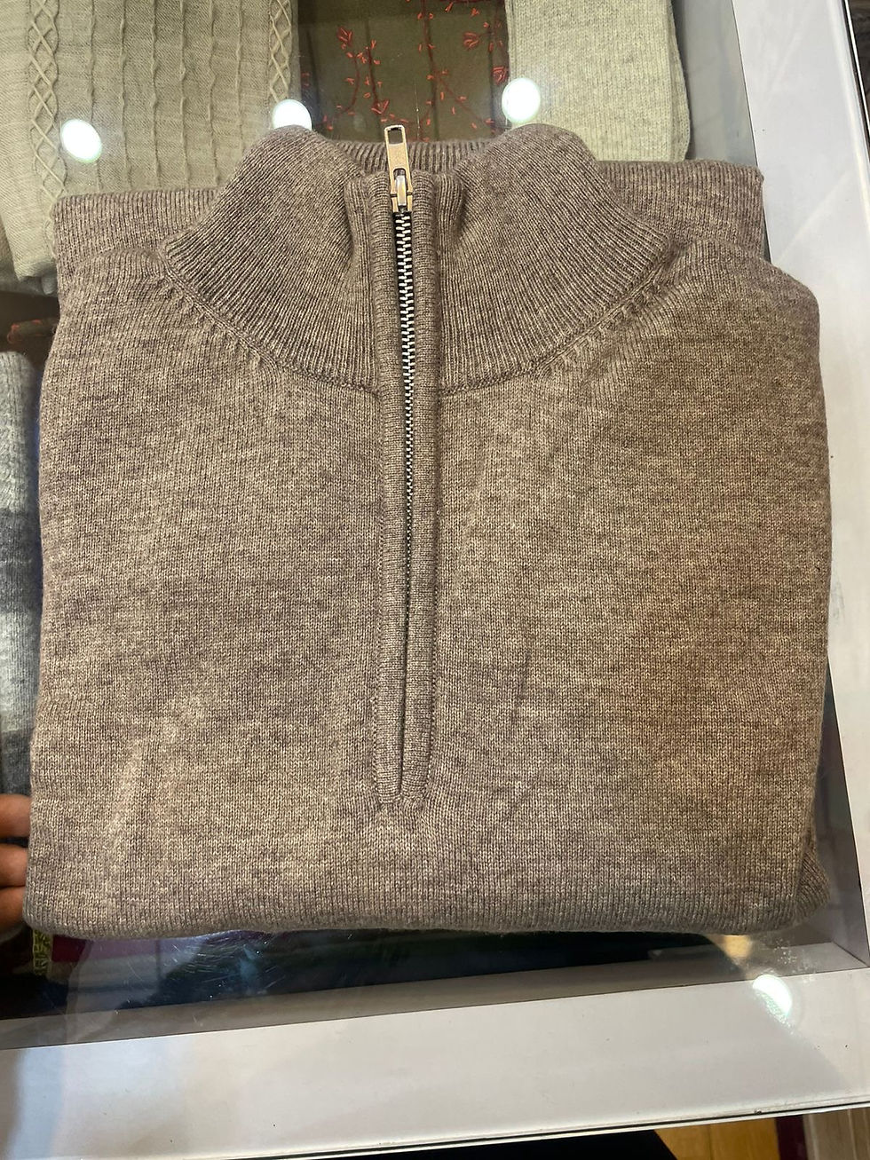 Thumbnail: Real Nepalese Pashmina Cashmere Zipped Turtle neck Sweater