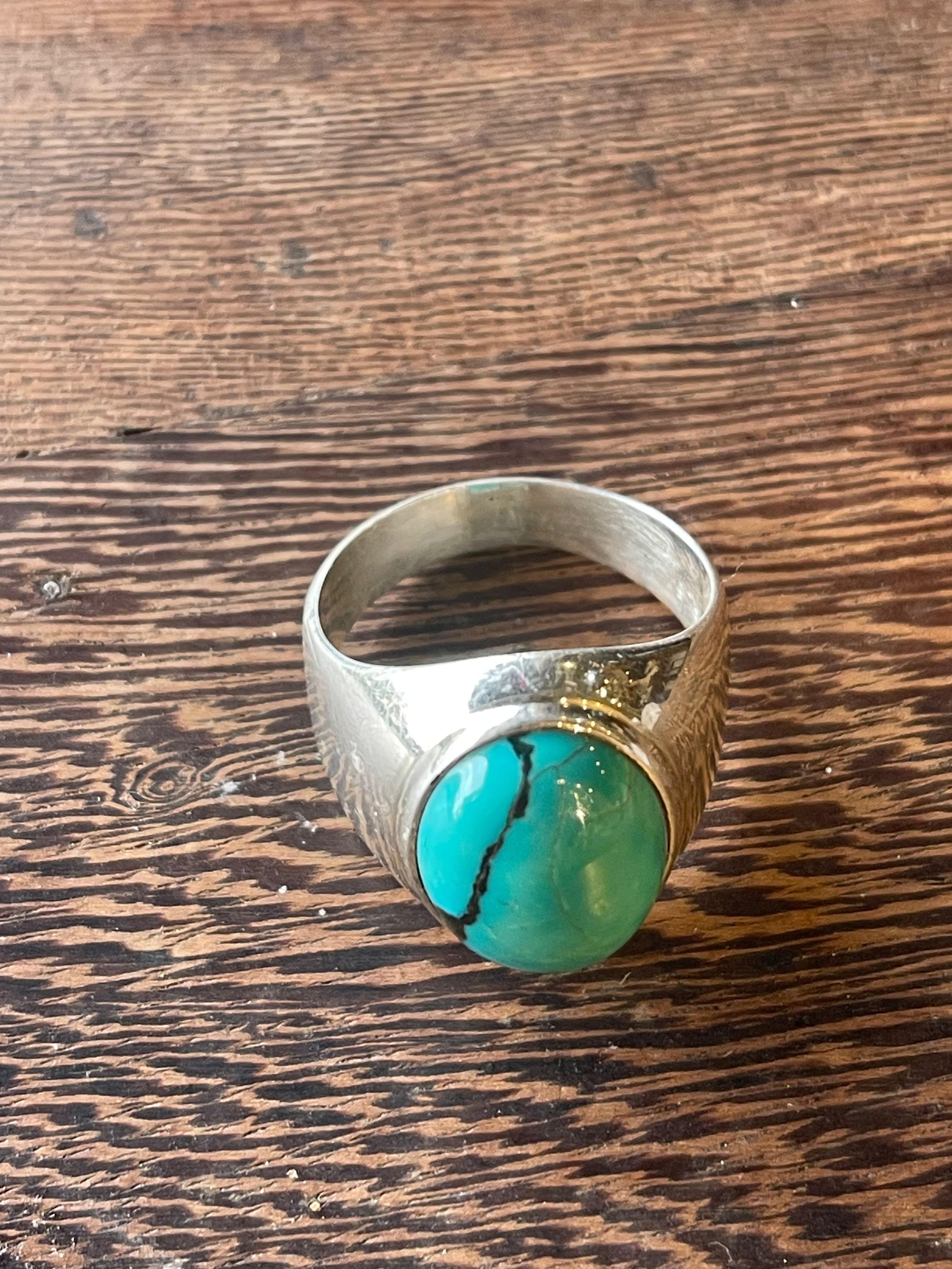 Custom made Nepalese ring with turqouise and 3.5 Karat Serling Silvert