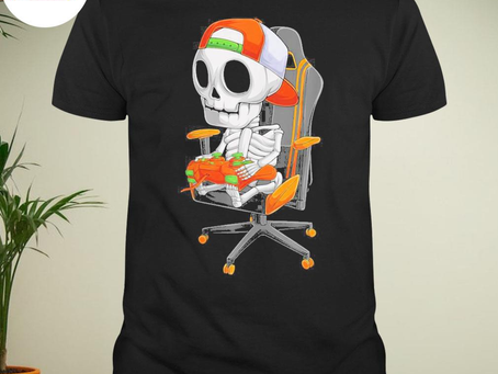 Halloween skeleton gamer video gaming boys kidsns shirt
