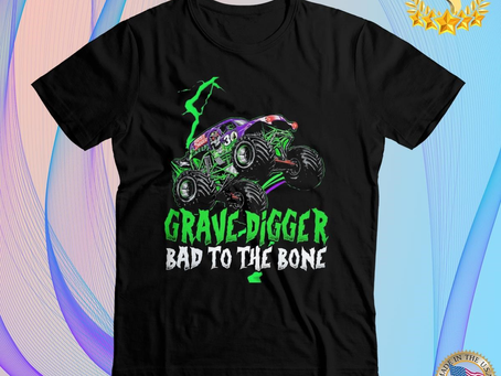 Monster truck grave digger bad to the bone trendy 2023 T-shirt
