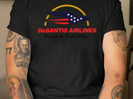 Official desantis airlines bringing the border to you American flag eagle t-shirt