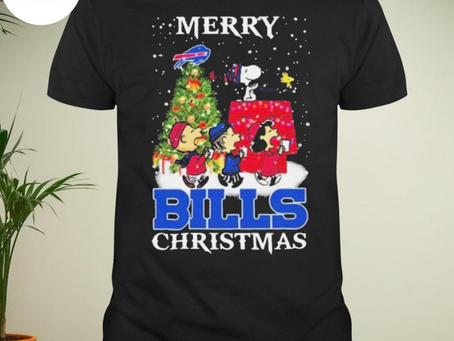 Peanuts Snoopy and Woodstock Buffalo Bills merry Christmas shirt