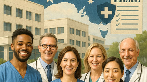 The Australian healthcare system: A collaborative workforce delivering patient-centered care within a regulated framework that ensures quality, equity, and compliance nationwide.