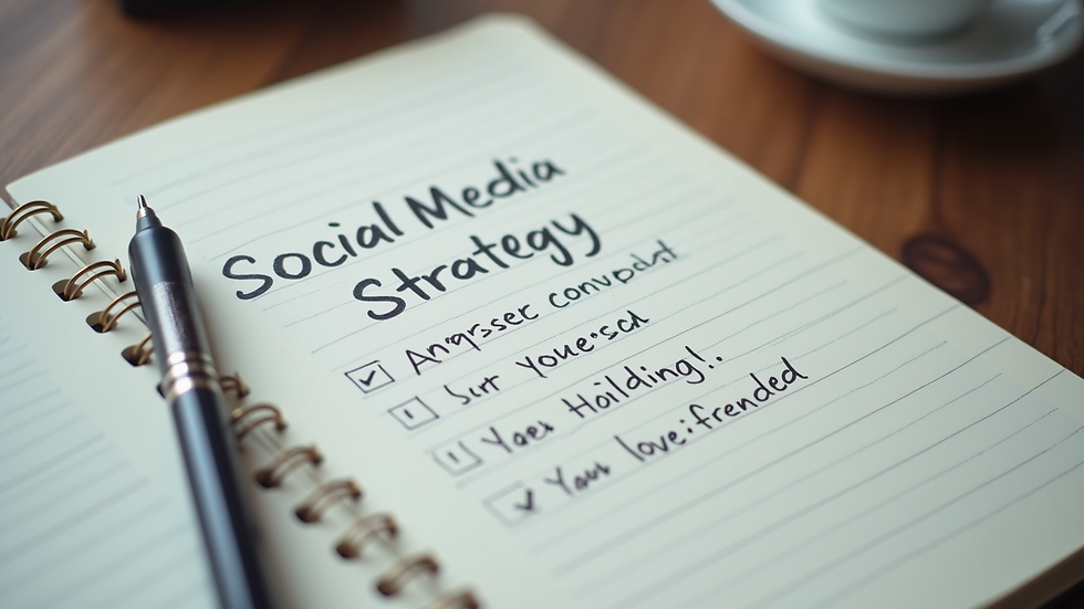 Close-up of a notebook with social media strategy notes