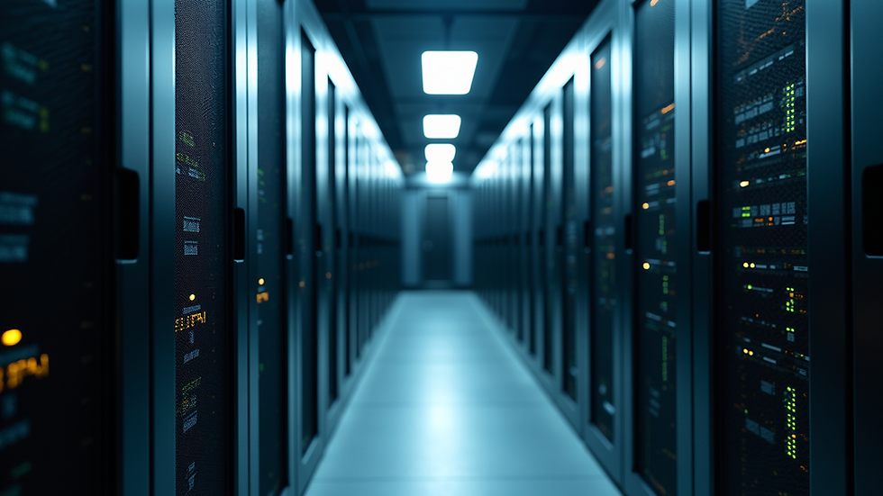 Eye-level view of a modern office server room with network equipment