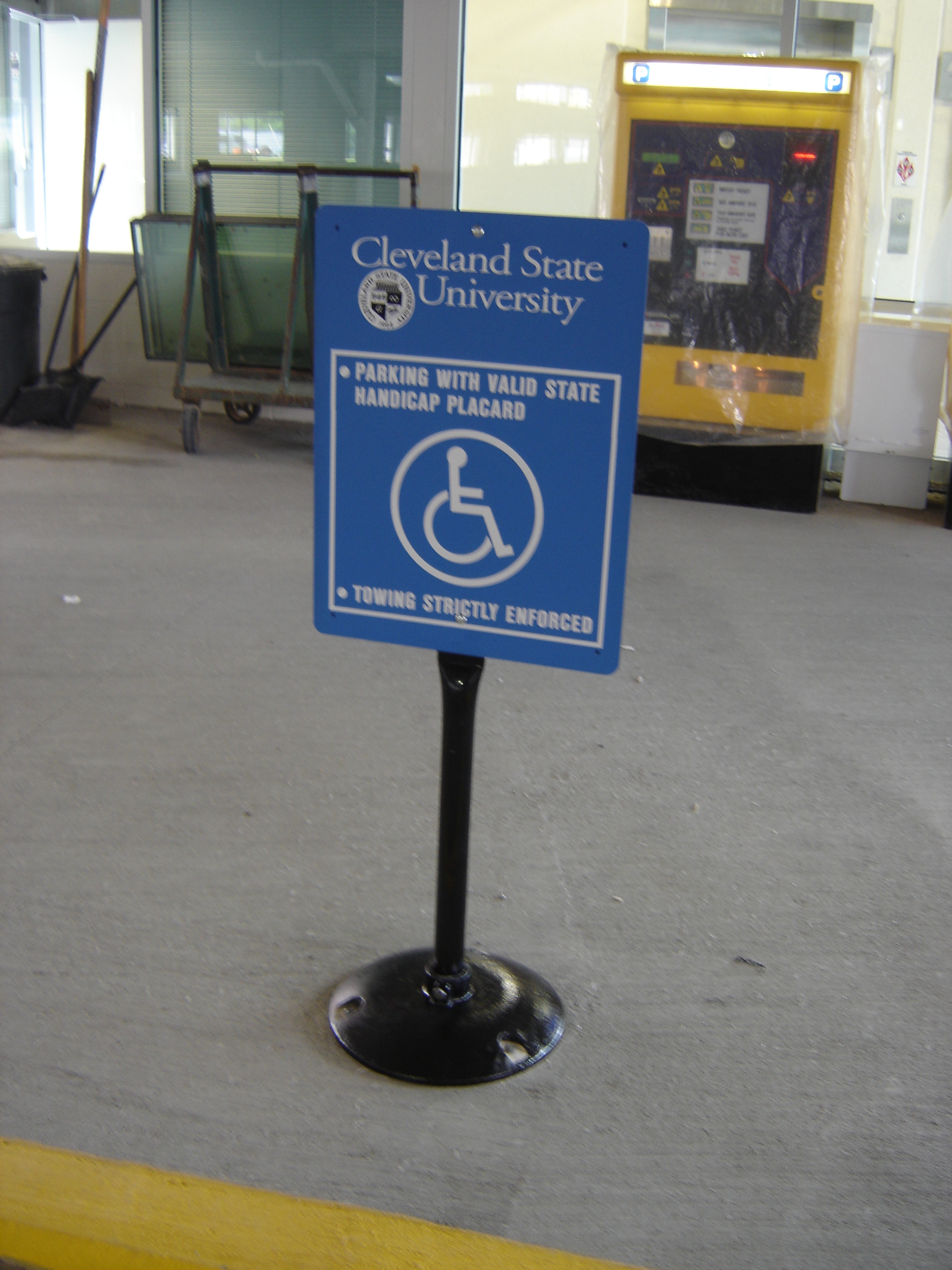 CSU South garage stanchion sign