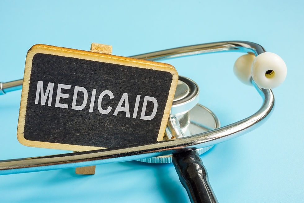 The word Medicaid on a stethoscope