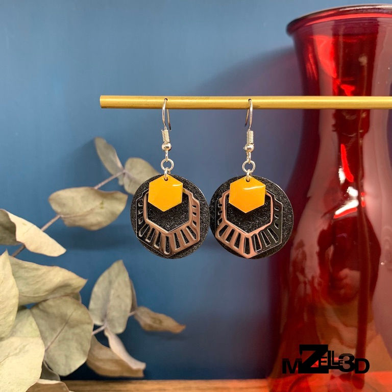 Pendantes Moutarde - Argenté