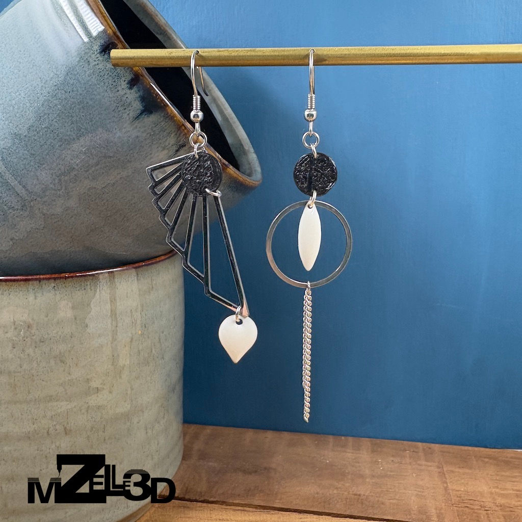 Pendantes asymétrique Blanc - Argenté