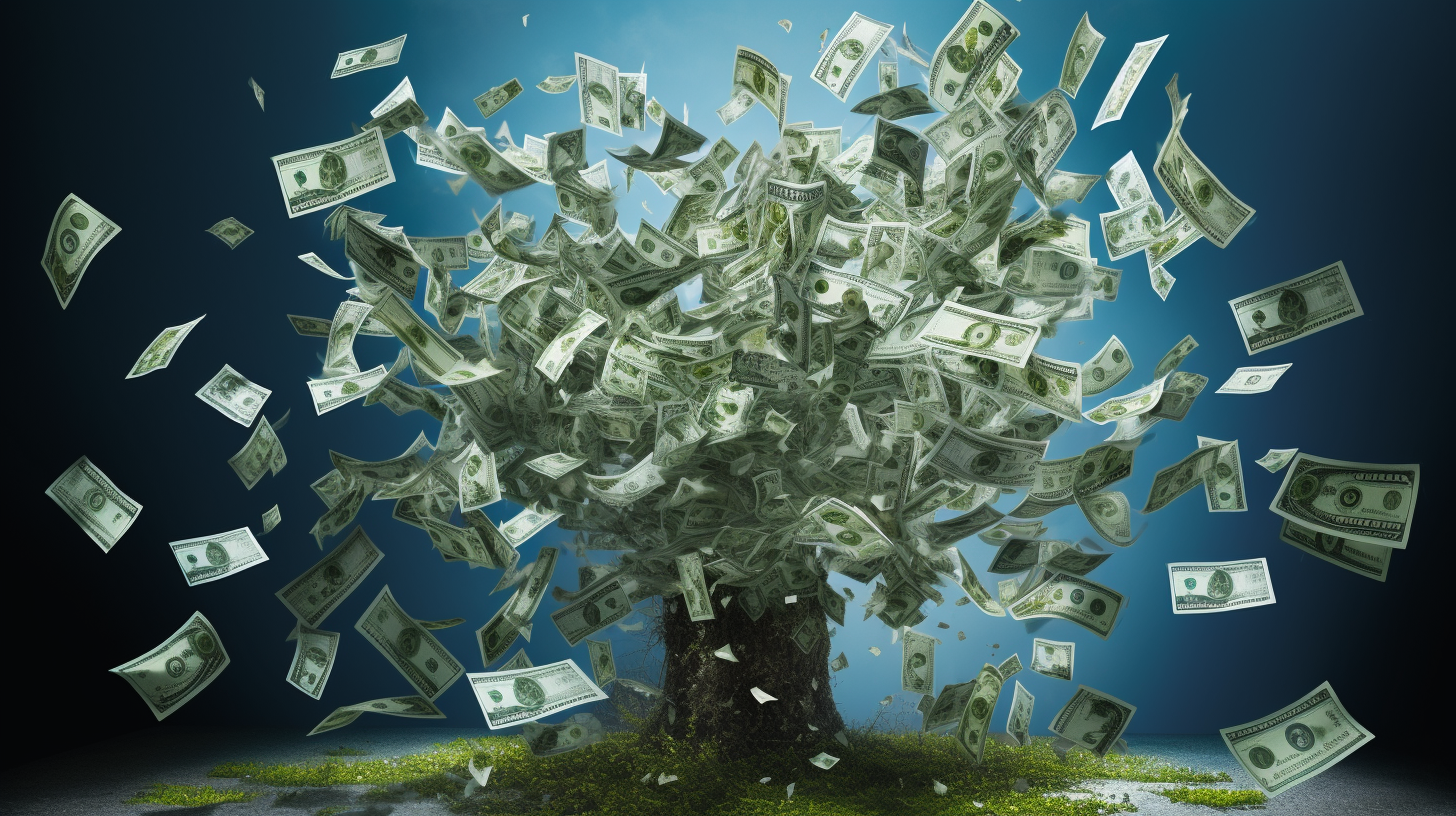 Abstract representation of a flexible spending account (FSA) as a flourishing tree with multiple branches symbolizing financial flexibility and benefits.