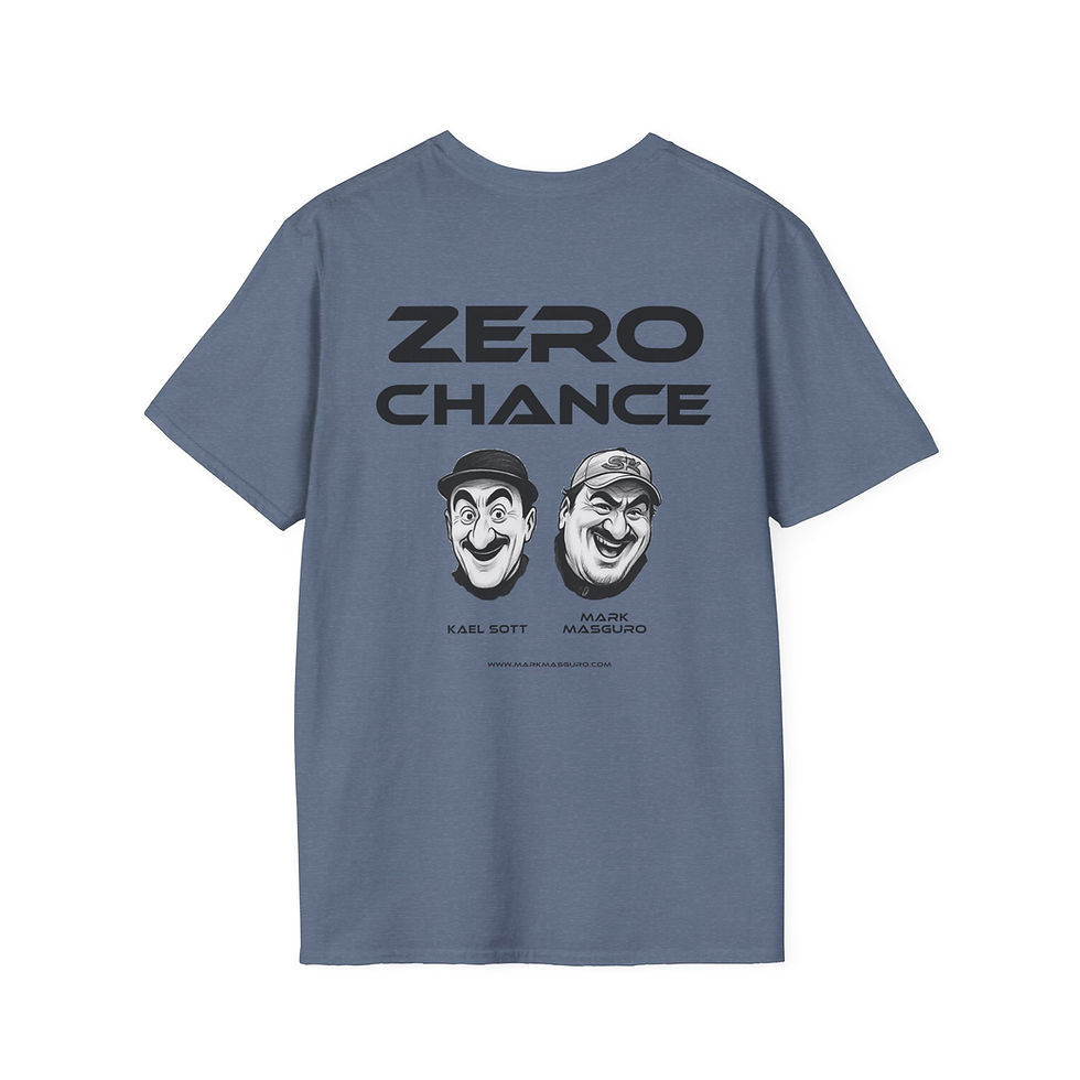 Thumbnail: Blue Zero Chance T-Shirt with two faces design